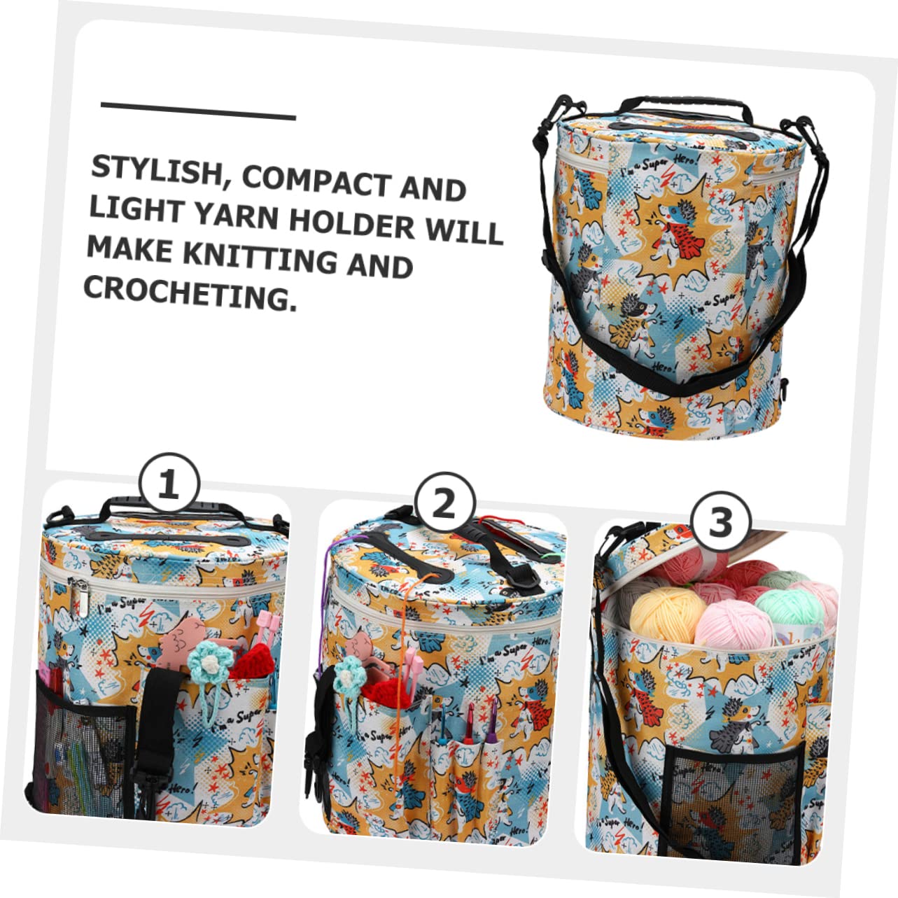 Bolsa de Almacenamiento para Ovillos de Hilo de Tejer, 600d | Oxford de Gran Capacidad, Diseño Compacto Asa, Compartimentos Múltiples para Viajes y Actividades al Aire Libre