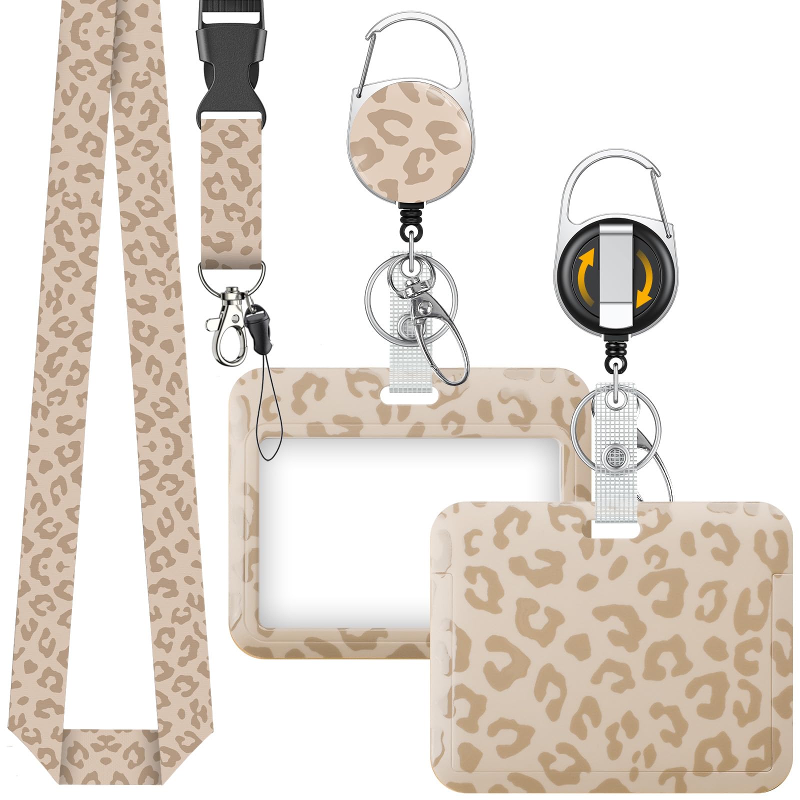Uniclife Cute ID Badge Holder with Retractable Badge Reel & Lanyard, 2 Pack