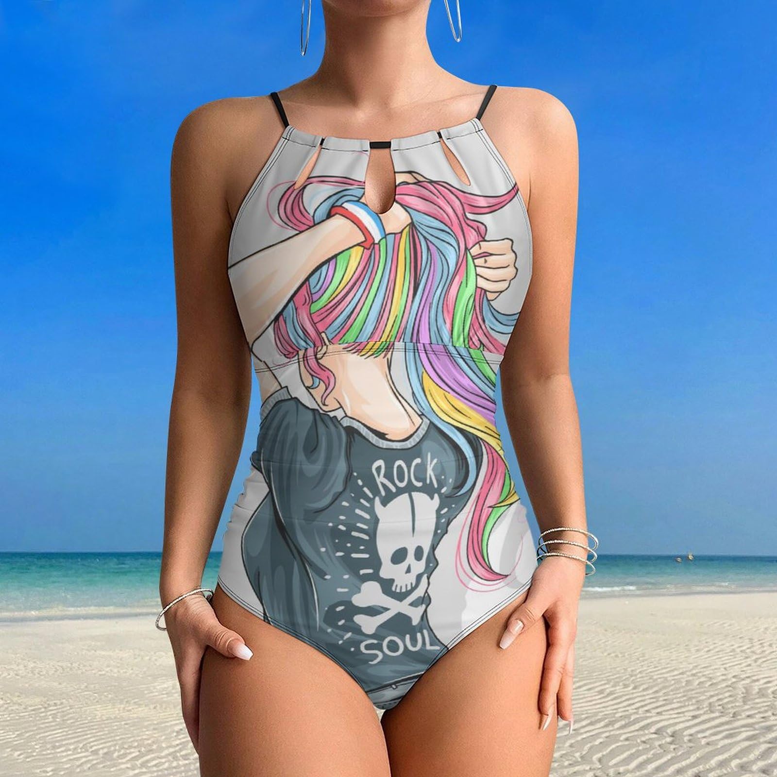 Mädchen Einhorn Damen Einteilige Badeanzug Bademode Bauchweg Swimsuit Schwimmanzug Tankini