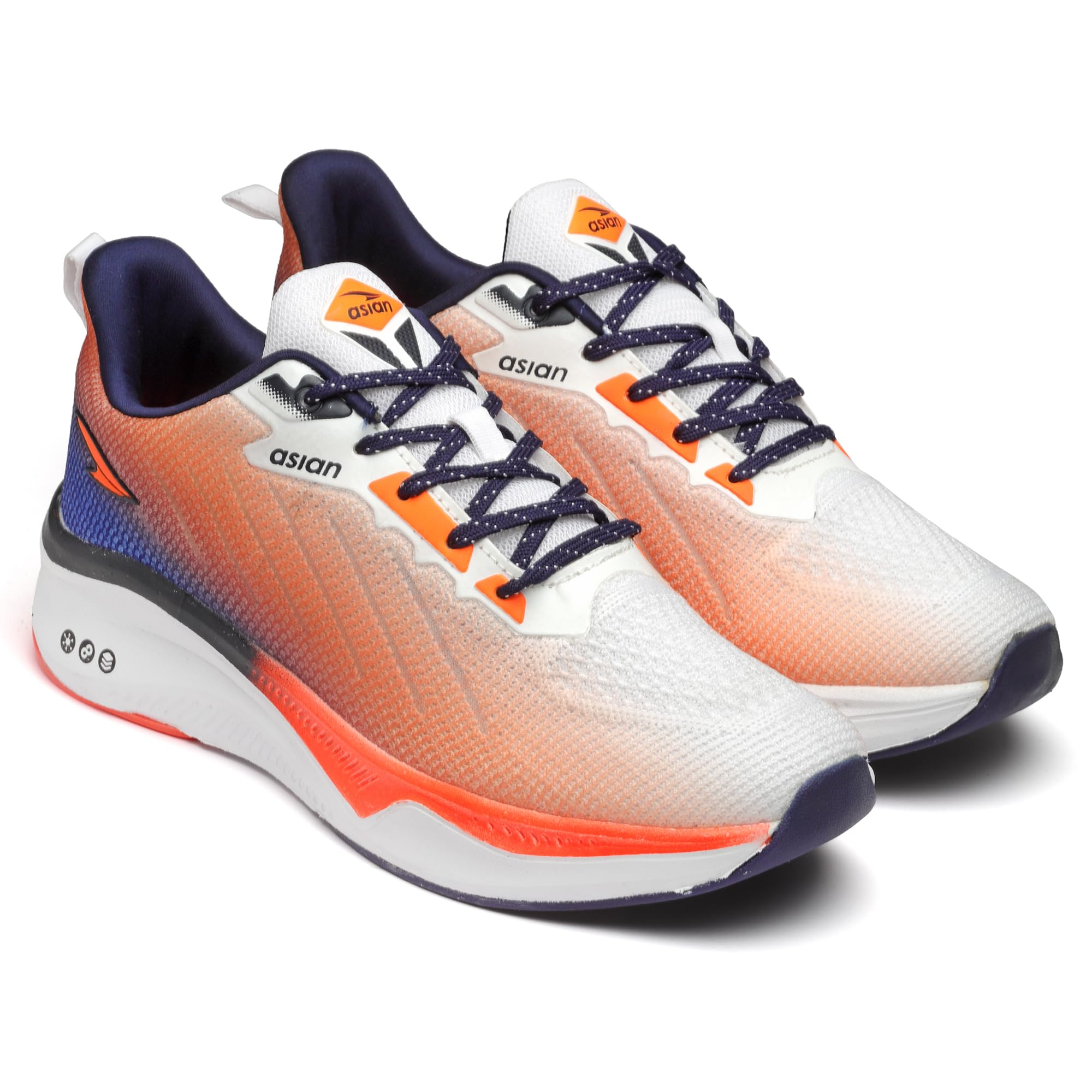 ASIAN Sports Shoes for Men | Soft Cushioned Insole || Fortuner-15 Running Shoes for Men White Navy Orange (B0D8JL7LPP) Amazon Price History, Amazon Price Tracker