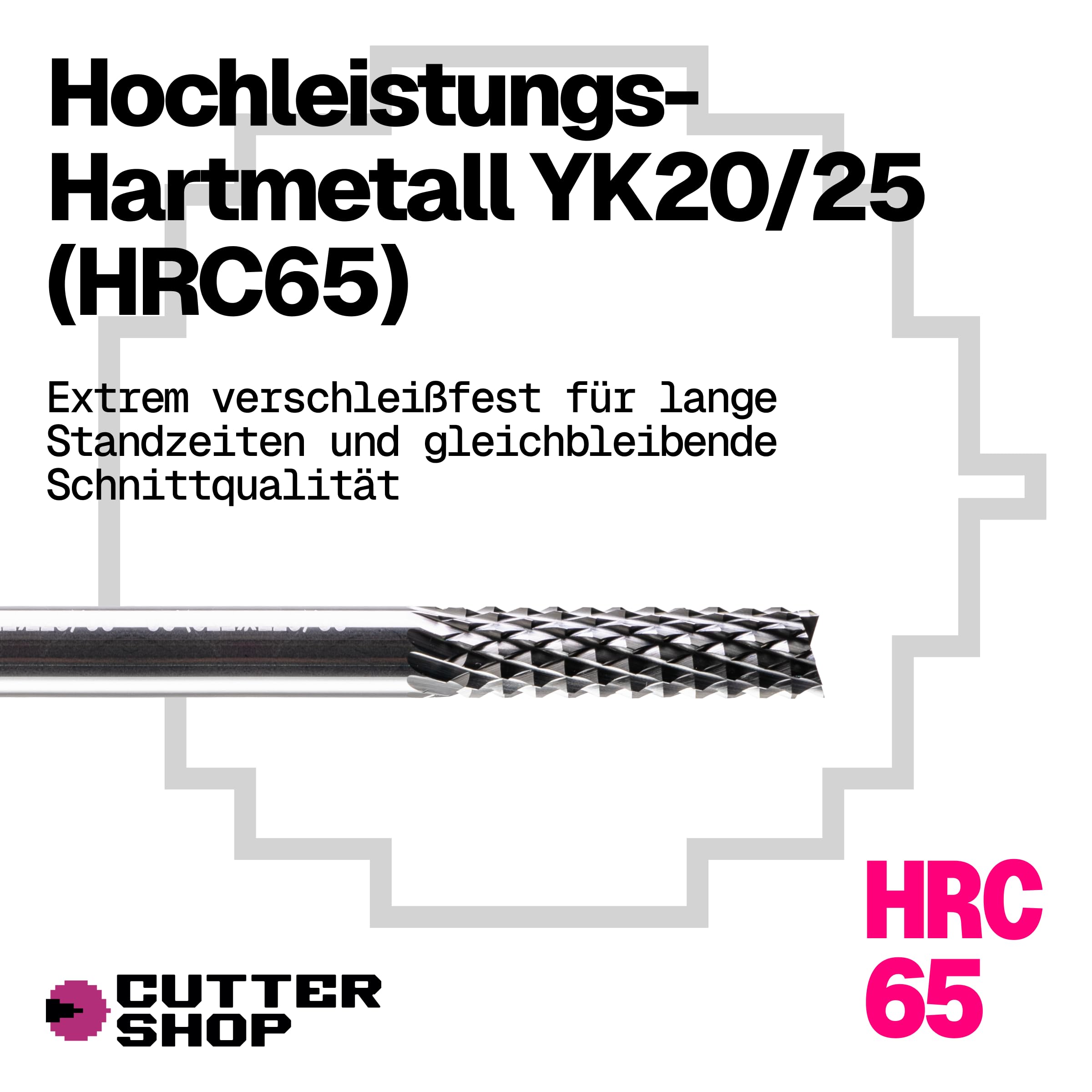 CNC Schruppfräser für harte Verbundwerkstoffe – Hartmetall, mehrschneidig, ausrissarm | CC-Serie – D3.175x3.175xL22/50