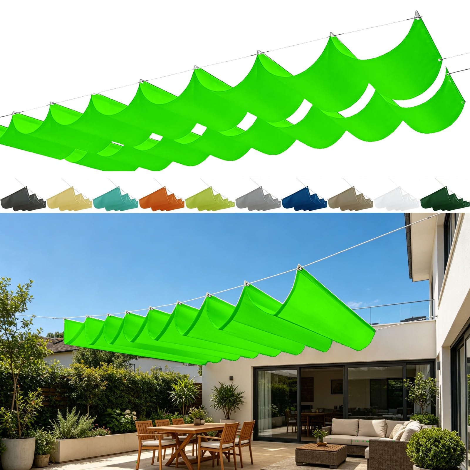 Voile d'ombrage rétractable pour éliminer la chaleur étouffante de la terrasse l'été