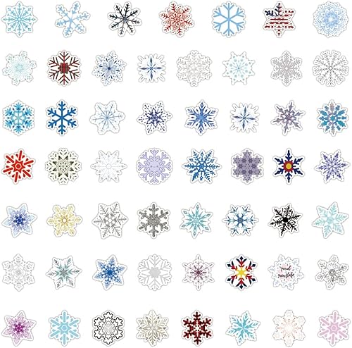 Miniatura 3 de Calcomanías de copo de nieve de invierno 100 unidades impermeables de vinilo botter de agua decoraciones para laptop para patineta lindas