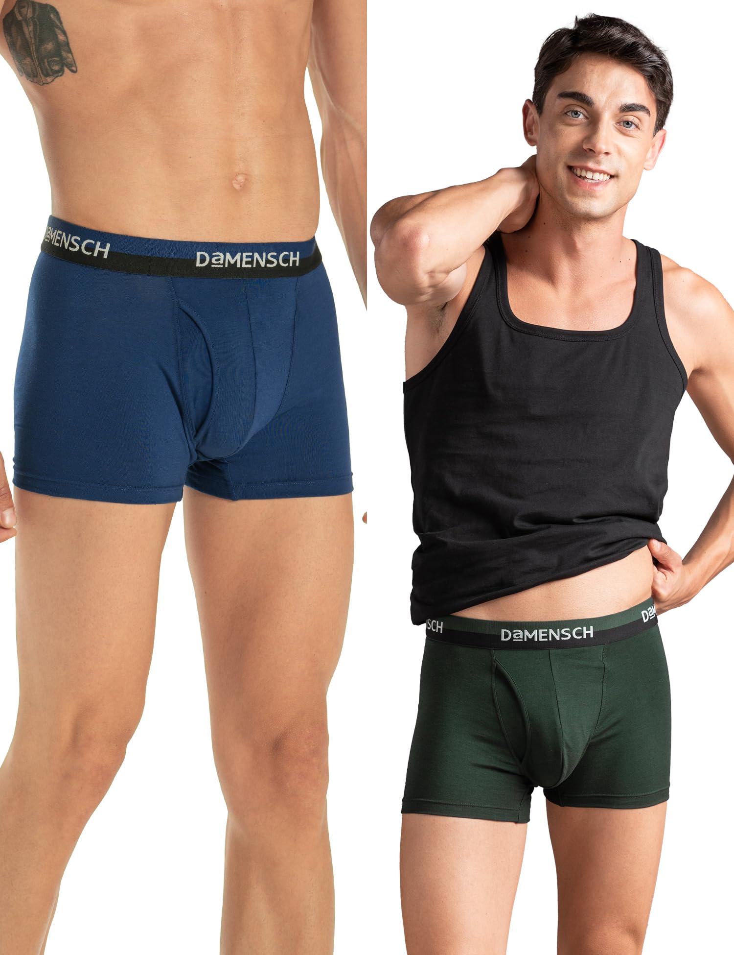 DaMENSCH Fresh Mint Solid Underwear For Men Combo, Breathable Innerwear, Cotton Trunks For Men Pack, Anti-Rash Waistband Underwear, Moisture Wicking Trunks, Peppermint Finished Men Underwear Pack of 2