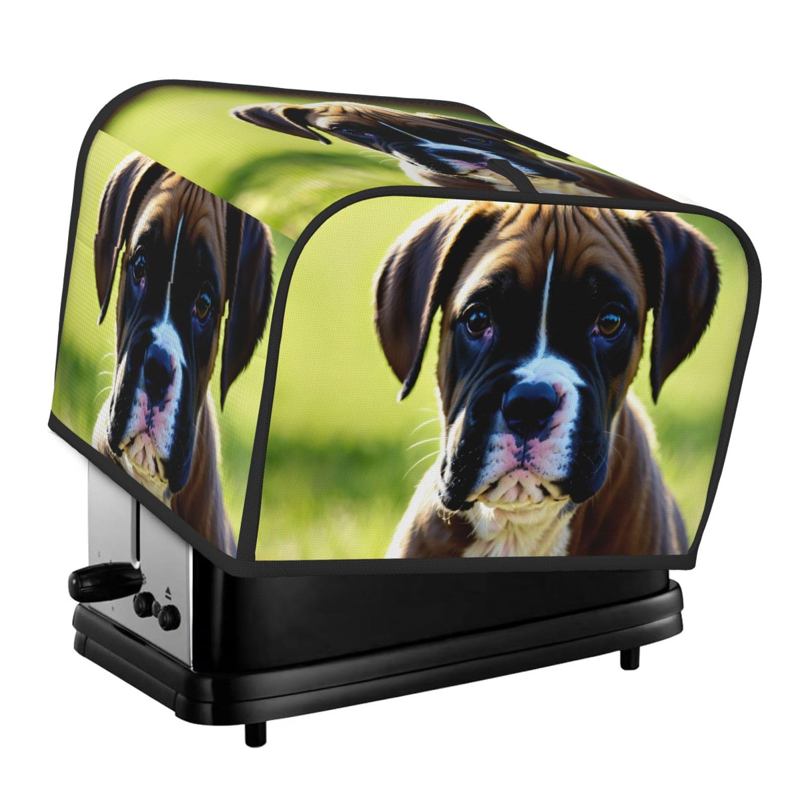 Cute Black Pug Dog Print 4-Slice Toaster Cover Dustproof Waterproof Kitchen Appliance Protector For Bread