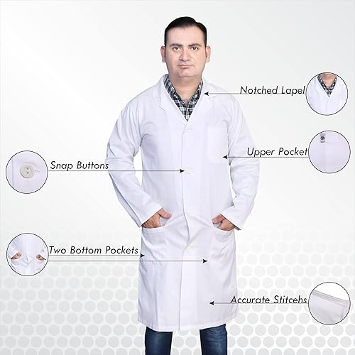 Miniatura 2 de DR Uniforms - Abrigo de laboratorio de algodón, unisex, color blanco, para estudiantes y médicos