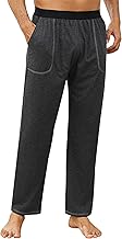 Crewhpo Pantalon de Pyjama Homme en Coton Bas de Pyjama Couleur Unie Pantalons Pyjama Avec Taille Élastique Confortable et Respirant Vêtements de Nuit Pantalon Décontracté