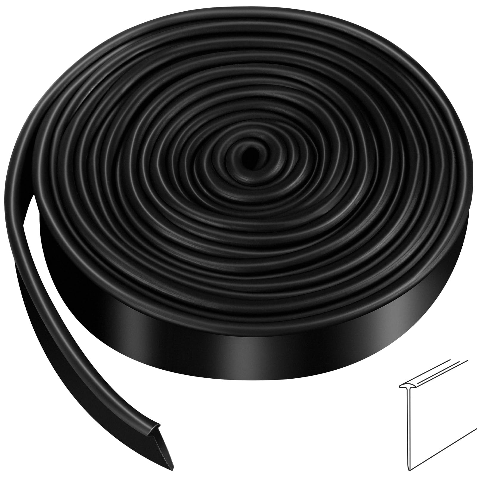 Treela 108 Inch Black Shower Door Bottom Seal Strip, 0.81 Inch Height
