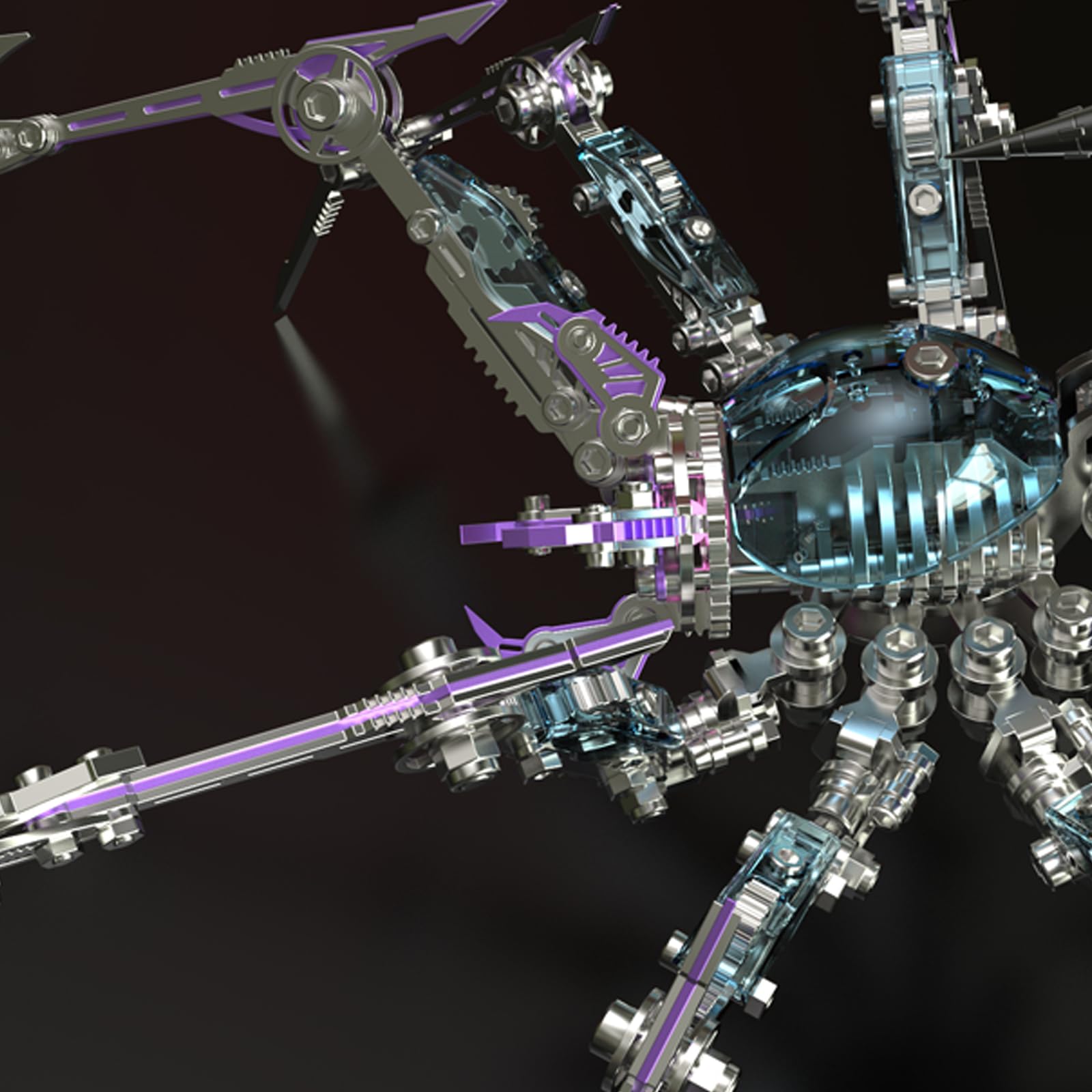 Metalowe puzzle 3D, pająk, zestaw modelarski dla dorosłych ze światłem, metalowe puzzle 3D, zestaw modelarski z bronią, zabawka na biurko, prezent dla dorosłych