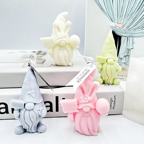 Vista 29 de 3 moldes de silicona para velas de gnomo de Pascua, lindo conejo, oreja, gnomo, para aromaterapia, jabón, arcilla polimérica, adorno de yeso, arte