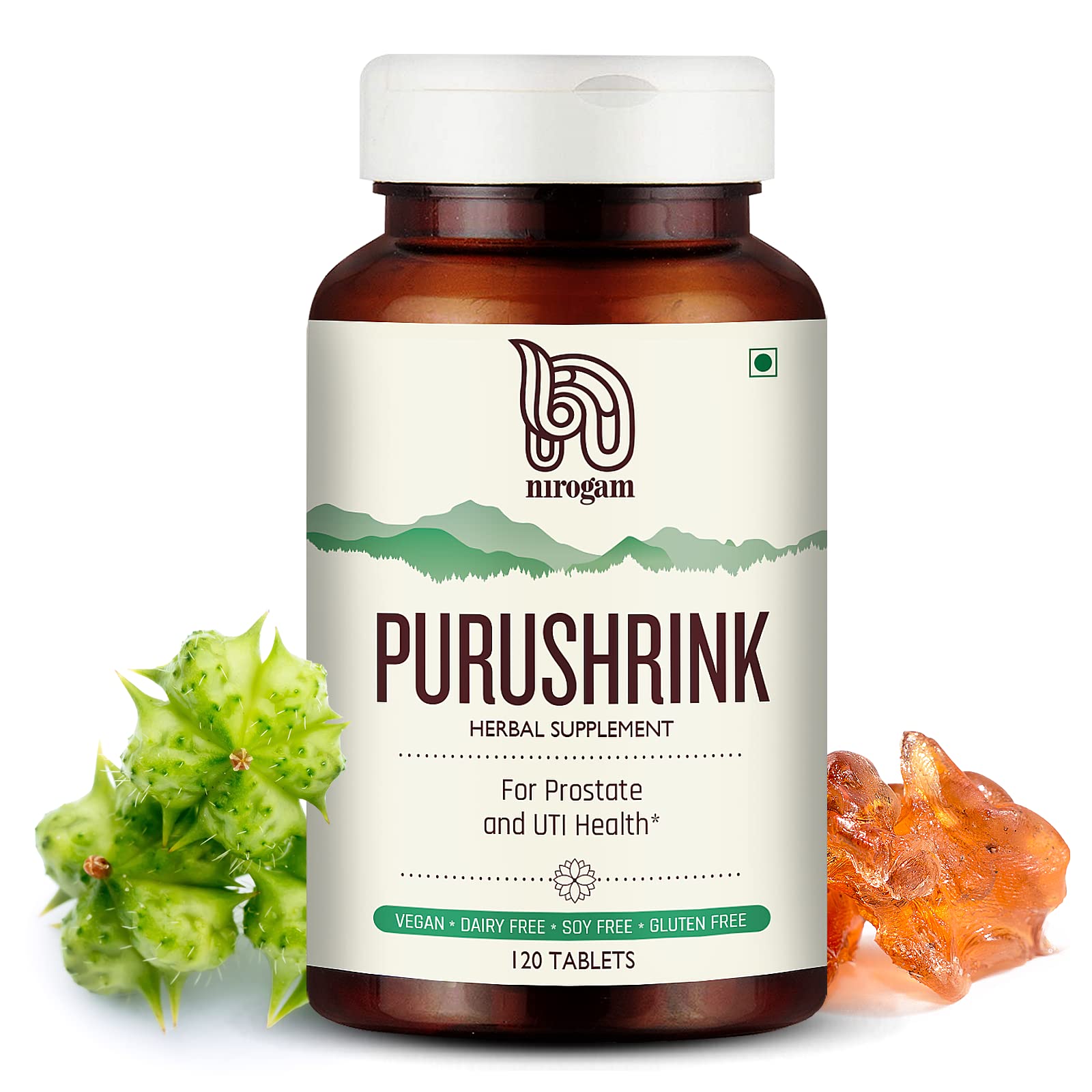 Nirogam Purushrink Prostate Health Supplements Men | Enlarged Prostate | Prostate Care | Supports Healthy Prostate Function | Ayurvedic Formula 120 tablets