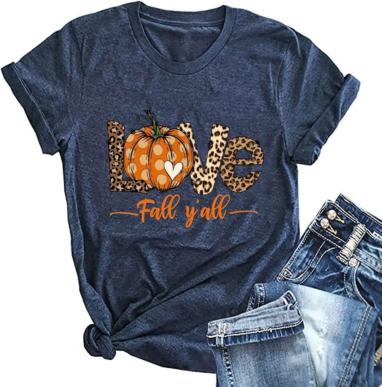 Halloween Shirts for Women Fall Pumpkin Graphic Tees Thanksgiving Short Sleeve Shirt Autumn Holiday Tops
