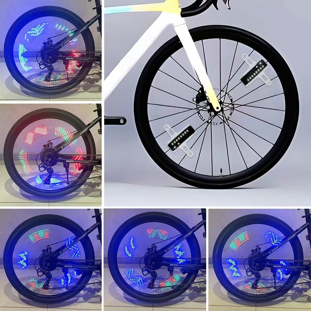 Luci a LED per raggi della bicicletta, impermeabili, per guida notturna, 32 modalità di luce di sicurezza, confezione da 2 luci per ruota della bicicletta, doppio interruttore automatico e manuale