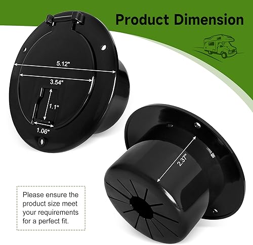 Miniatura 3 de Escotilla de cable eléctrico redonda de 5 pulgadas para cables de 30 y 50 amperios, cubierta de escotilla de cable de alimentación de RV compatible