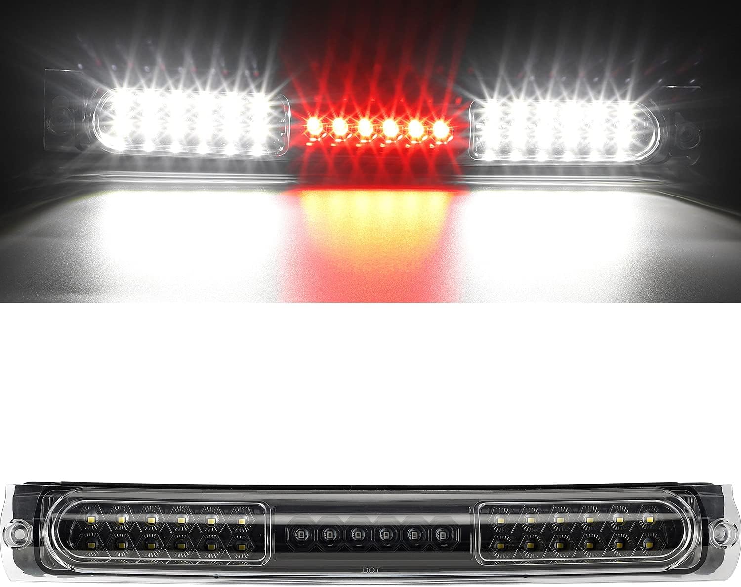 Partsam Replacement for f150 3rd Brake Light High Mount Stop Light 97-03/2004 F150 Heritage Third Brake Light LED Rear Cab Roof Center Mount Brake Stop Tail Cargo Light Lamp(Black Housing Smoke Lens)