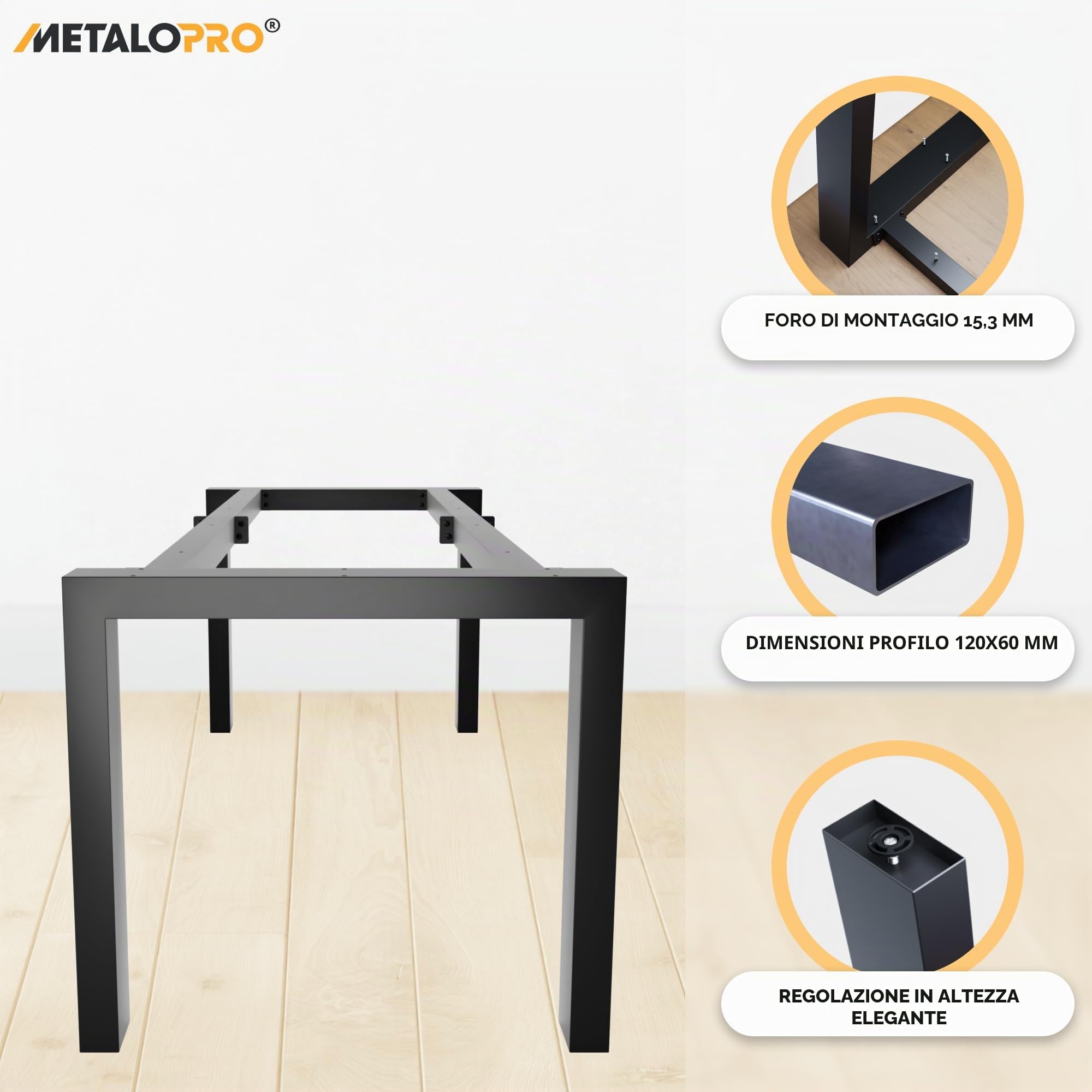 Gambe Tavolo Metallo Acciaio Nero – Struttura Robusta Scrivania Esstisch Tavolino Design Industriale 240x80x72 cm