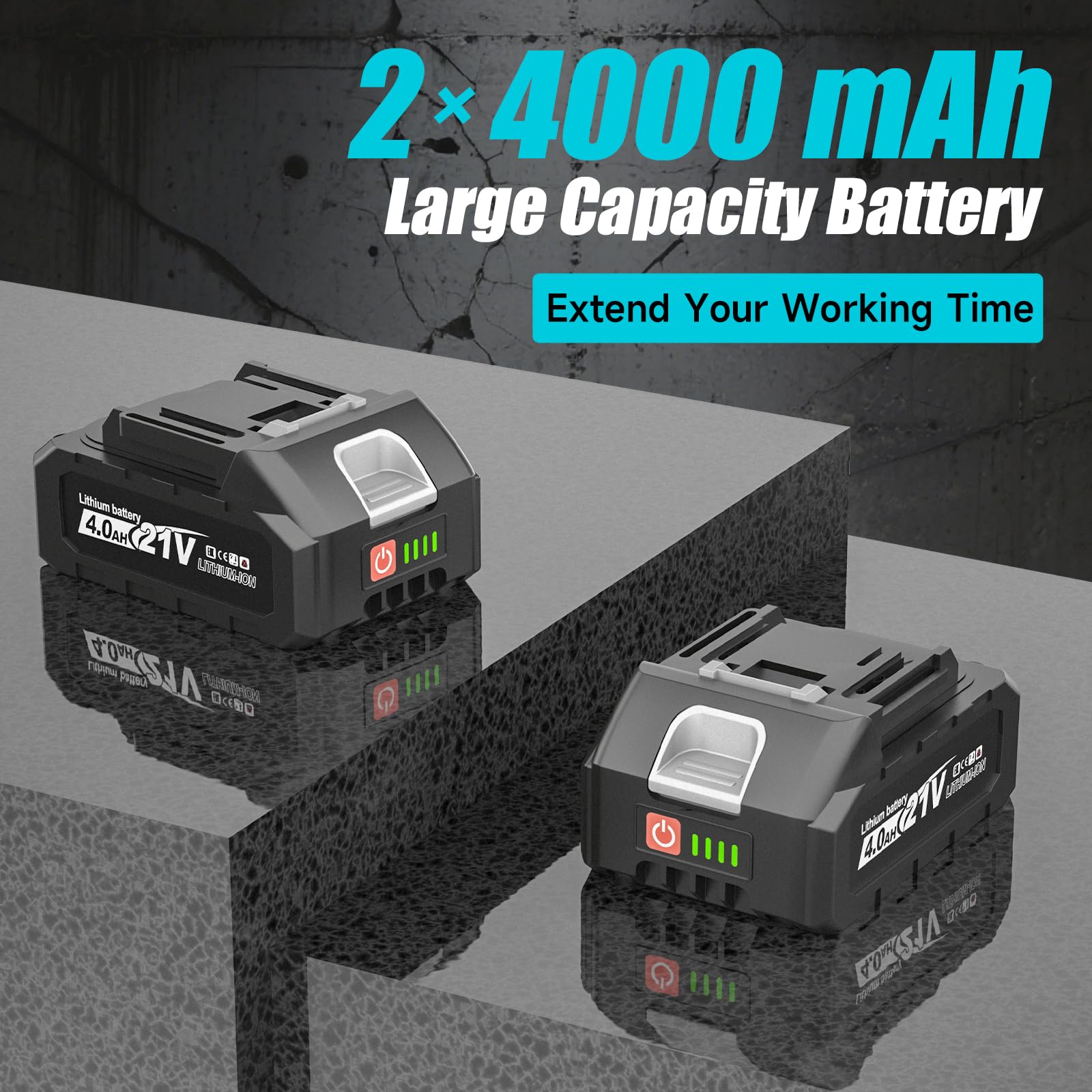 1200Nm Schlagschrauber Akku Kompatibel mit Makita 18V Lithium-Akku, 1/2 Zoll Bürstenloser Schlagschrauber mit 2x 4.0Ah Batterie, 5 Stecknüsse für Autoreifen, Automobilmontage und Gerüstbau