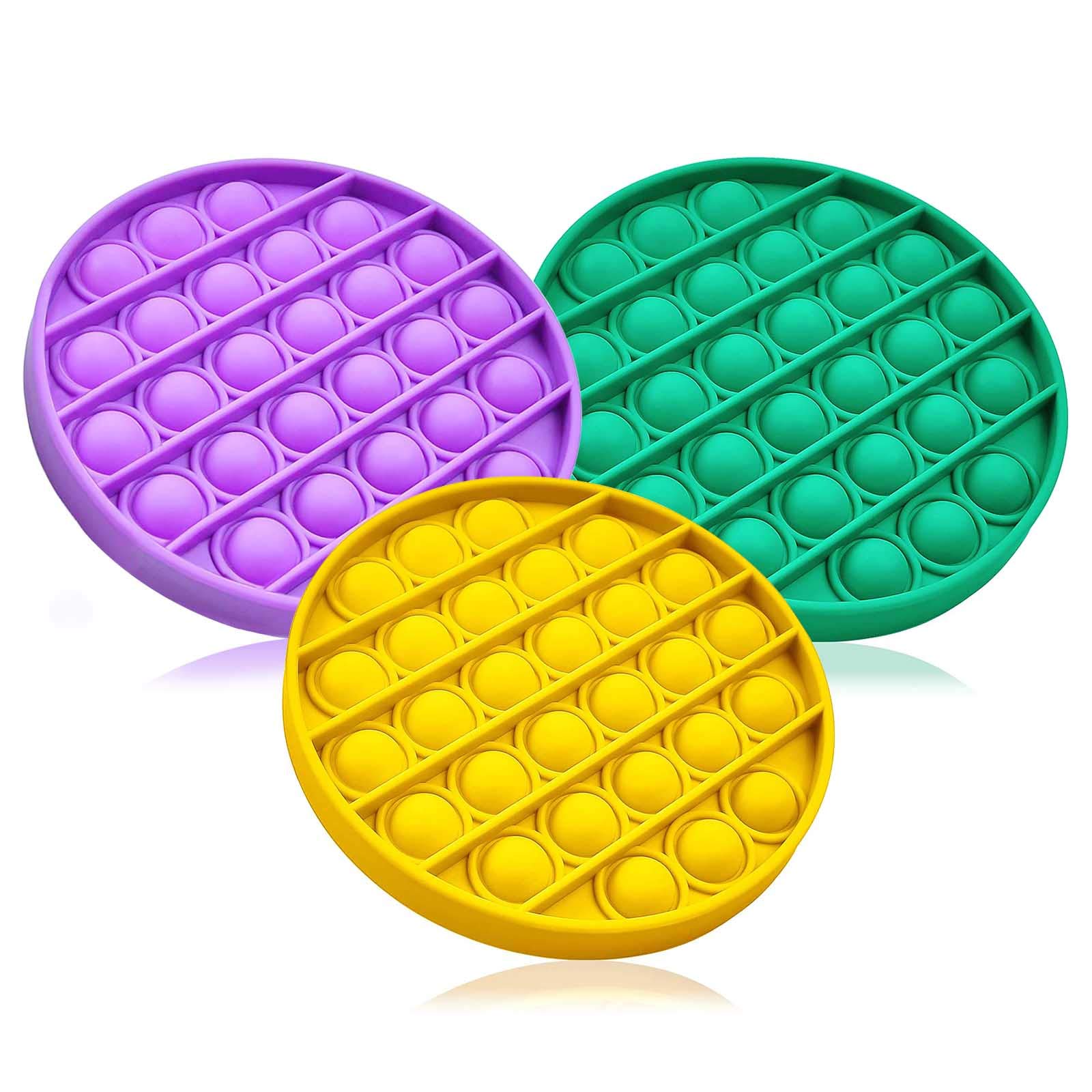 Hezruy Push Pop Pop Fidget Toy-Silicone Squeeze Sensory EDC Toy,Stress Relief and Anti-Anxiety Sensory Toy for Kids and Adults,Autism Special Needs Stress Reliever,3 Packs