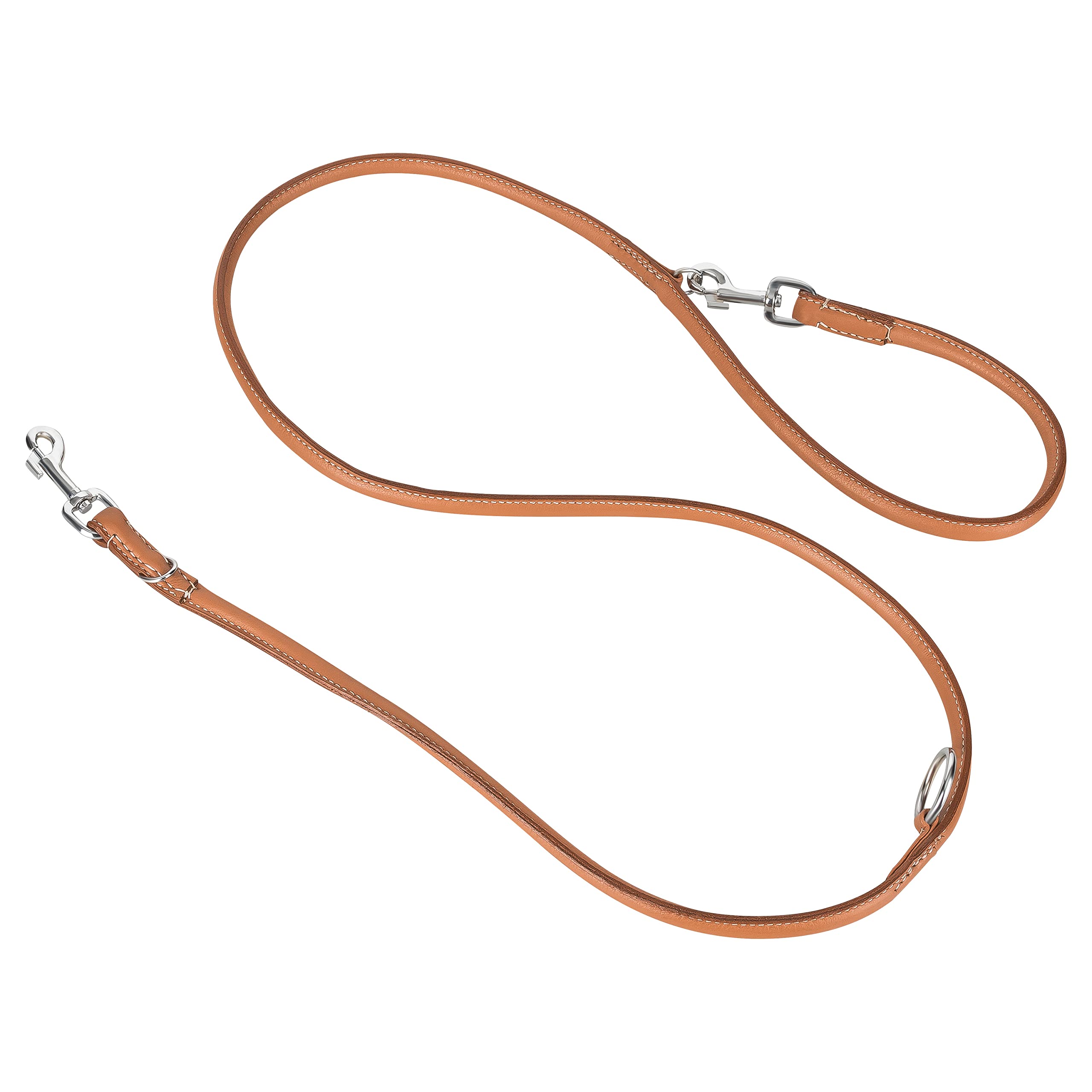 Hundeleine aus Leder für kleine und große Hunde I Führleine Hund I 2m Leine verstellbar, rund I Beige