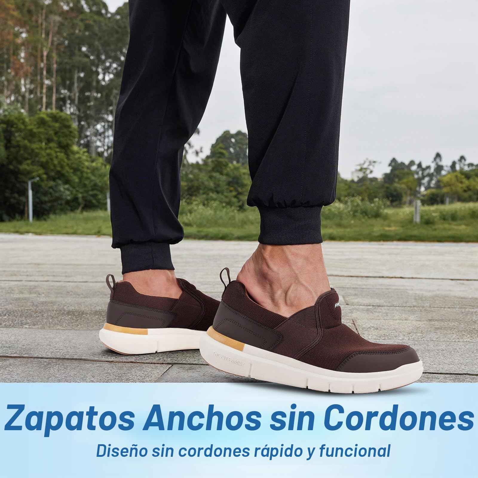 FitVille Zapatillas Hombre Extra Anchas Zapatos de Deporte Antideslizante para Caminar Cómodo Ligero Transpirable Slip on Sneakers Casuales
