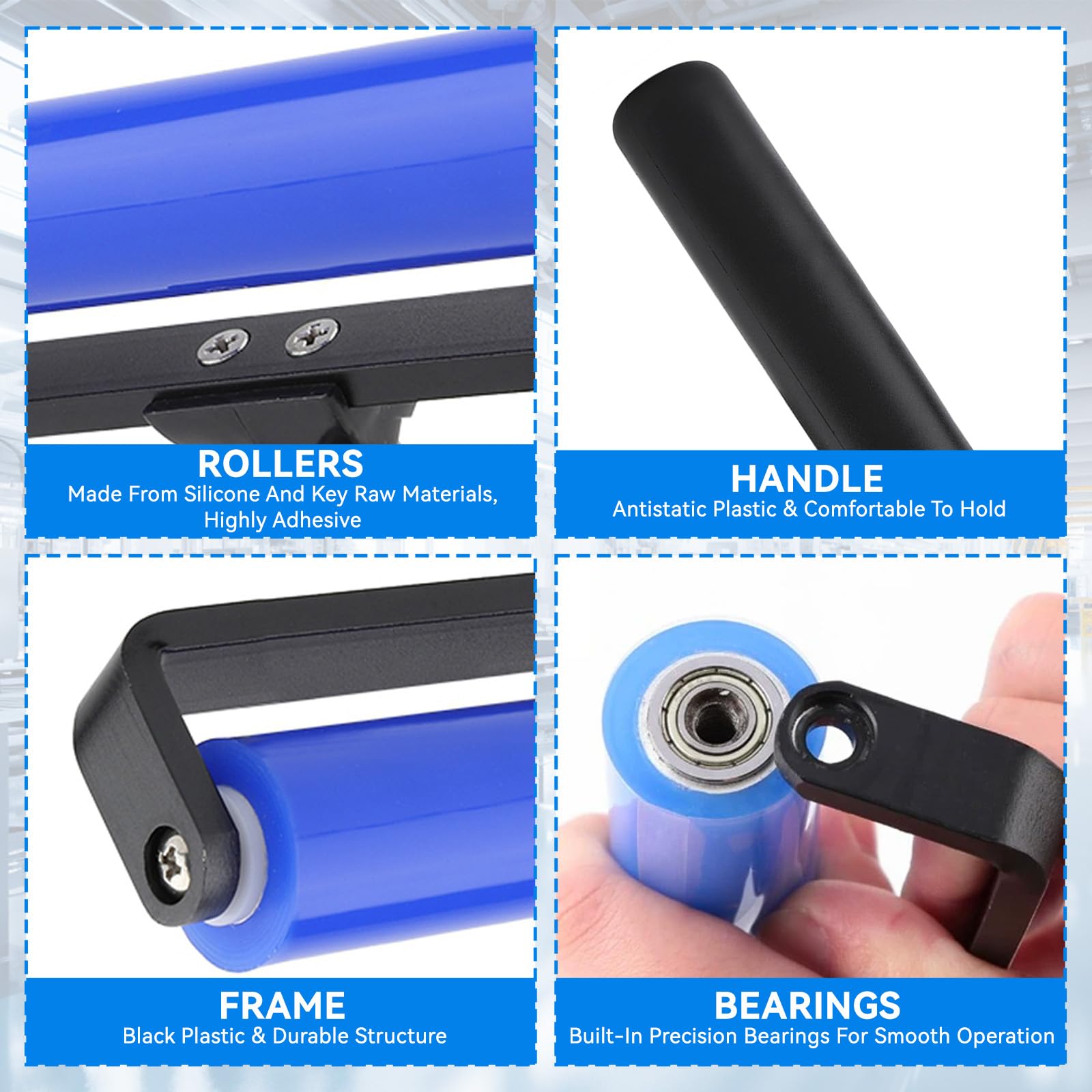 Rouleau de Dépoussiérage de Silicone, Brosse à Rouleau Antistatique, Rouleau de Film d'écran en Silicone pour Outil de Nettoyage Domestique(12 inch)