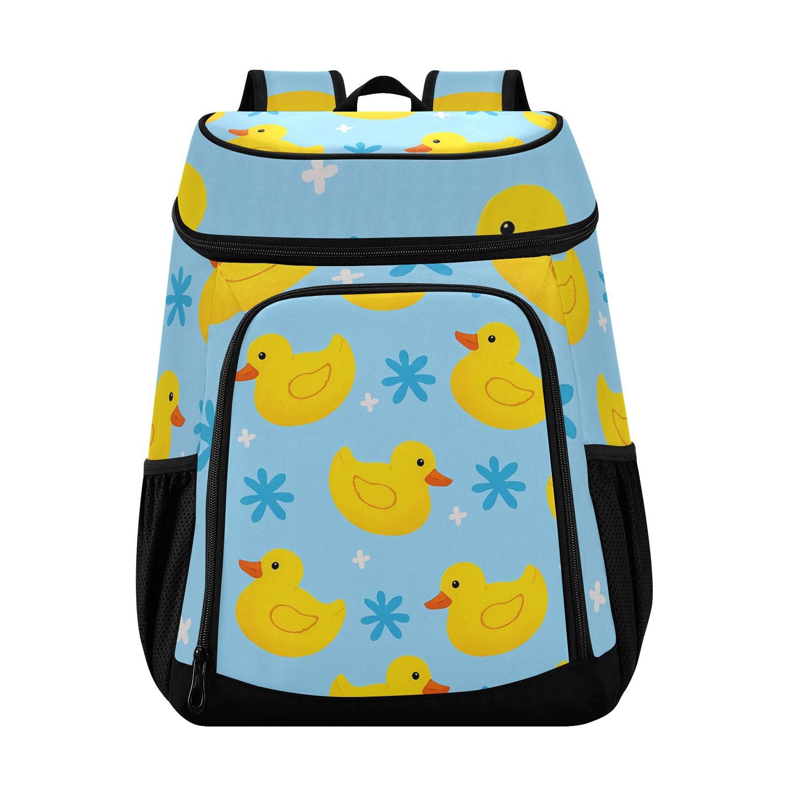 Little Yellow Duck Blue Background Pattern Cooler Backpack Cooler Insulated Leak Proof Lunch Backpack 36 Cans Waterproof Soft for Men Women Picnic Hiking Camping Beach