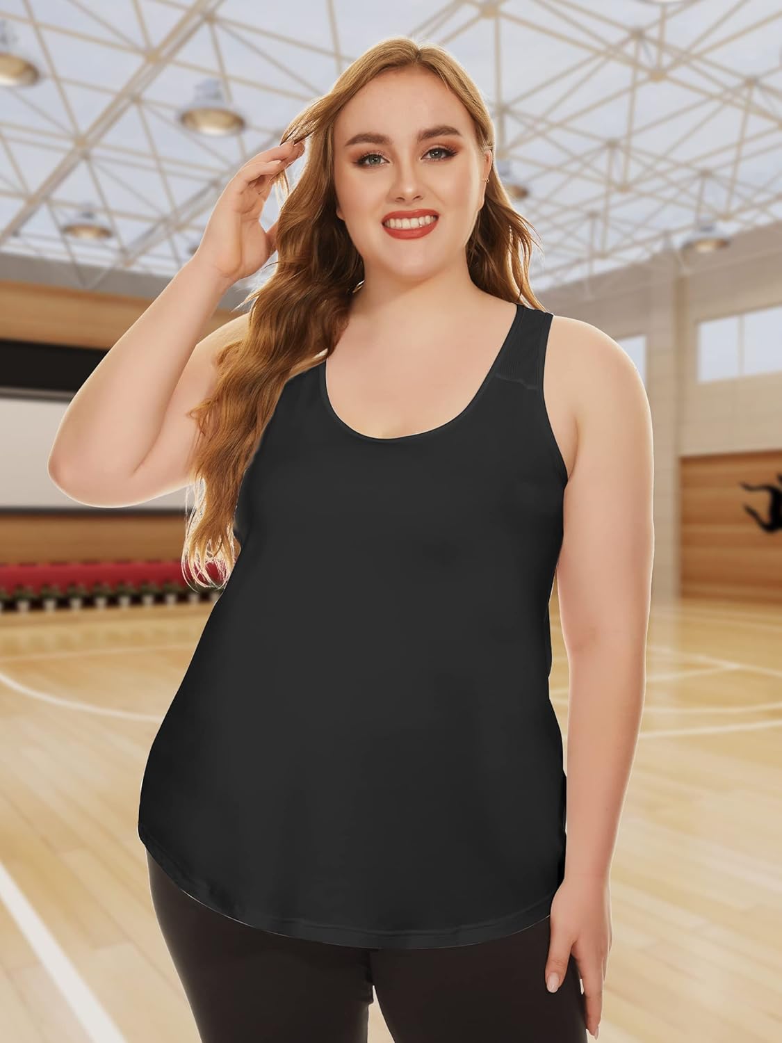 FOREYOND Women's Plus Size Workout Tank Tops Loose Fit Yoga Racerback Athletic Tops Sleeveless Summer Shirts - Image 3