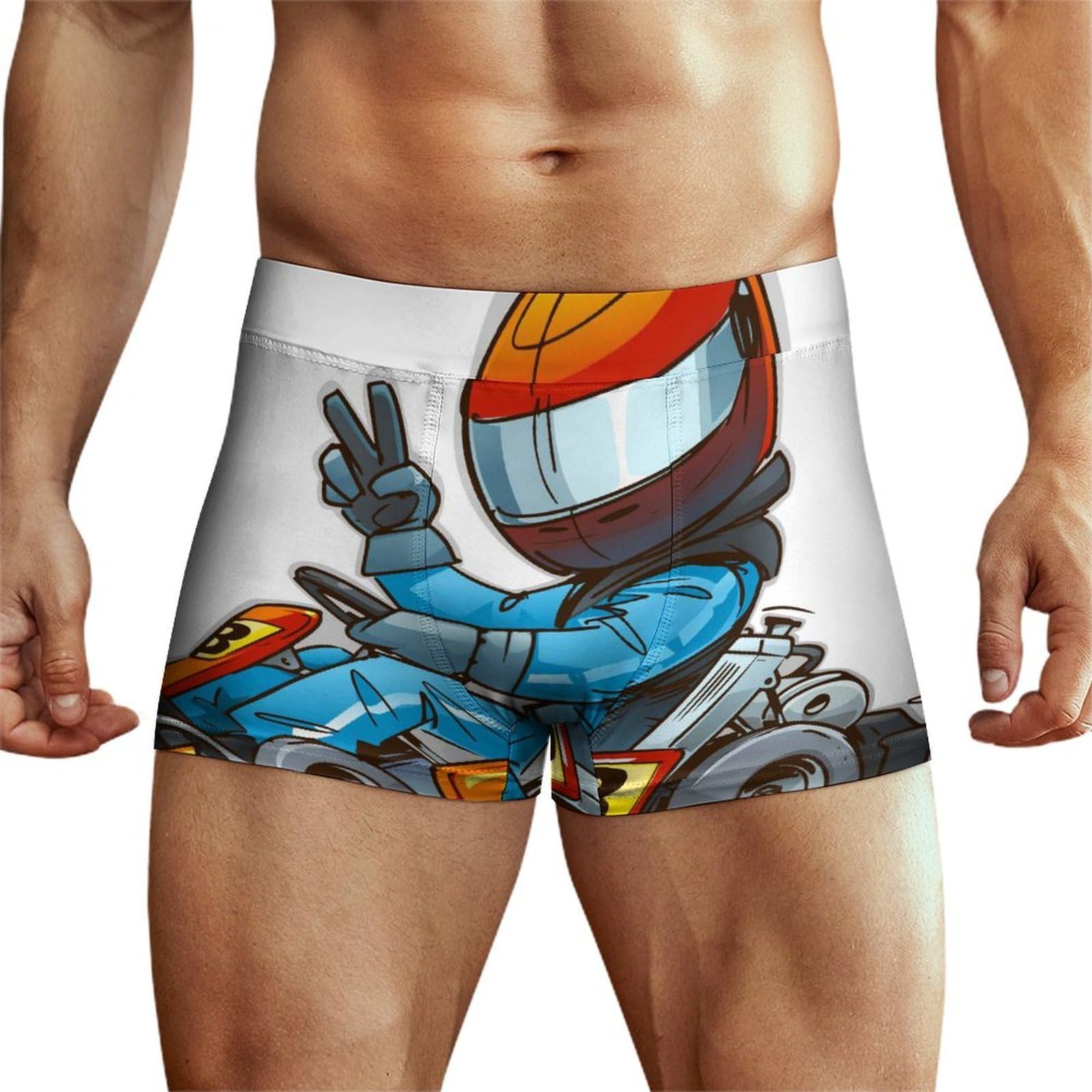 Mqpywlh Men's Color1 Helmet Karting Underwear Boxer Briefs Comfort Flex Waistband Underpants