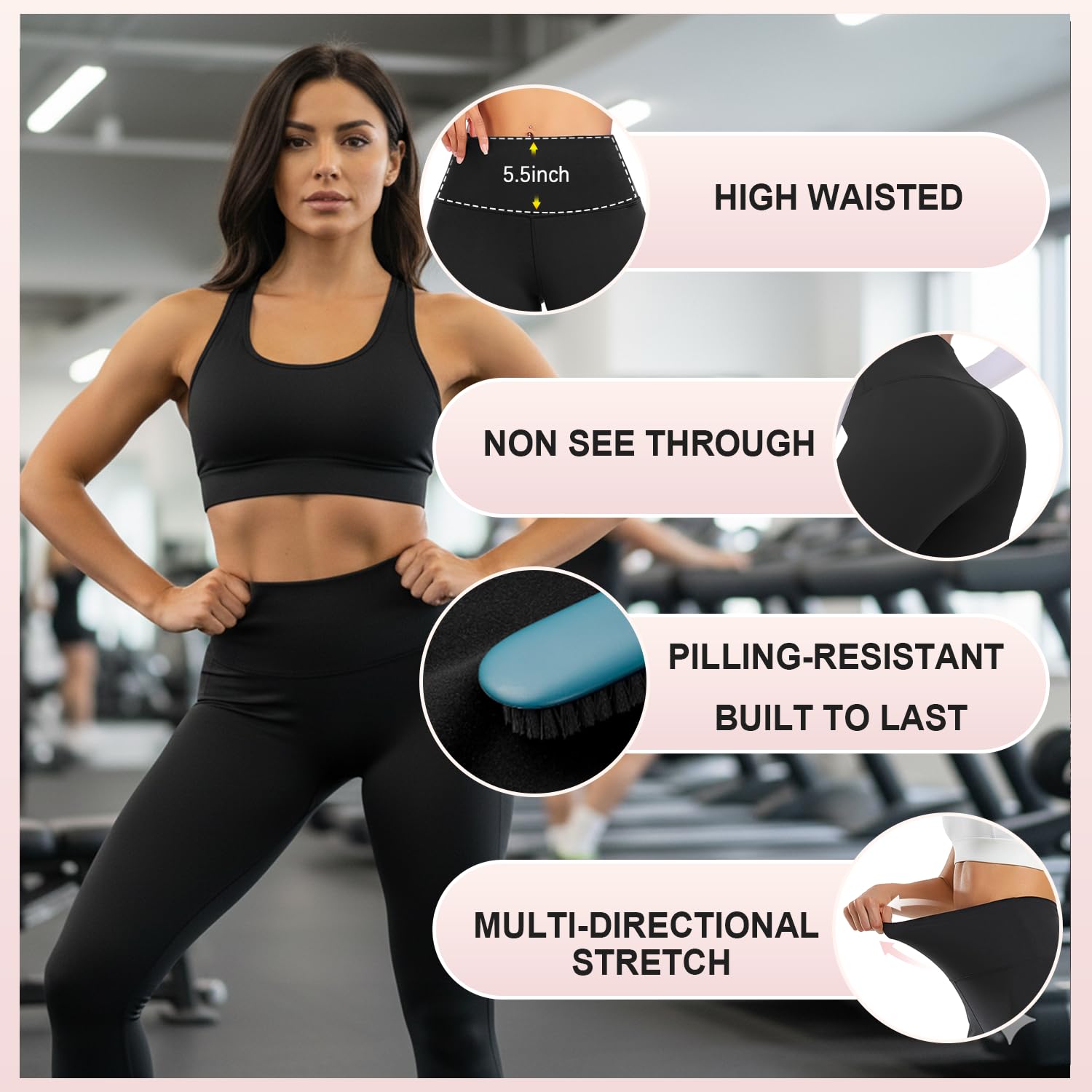 Legginsy z wysokim stanem dla kobiet opakowanie - czarne aktywne spodnie z wysokim stanem miękkie kontrola brzucha trening bieganie joga spodnie