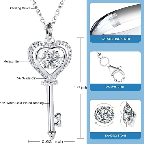 Miniatura 3 de Diamond Cross Necklace for Women, Moissanite Pendant Necklace, S925 Sterling Silver Plated White Gold Jewelry Gift for Birthday Anniversary Wife Mom