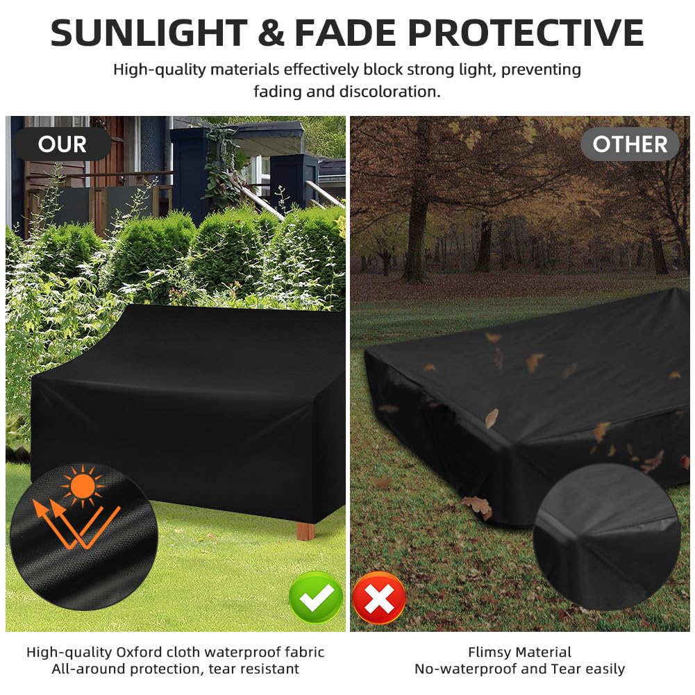 Housse de Banc Jardin 2 Places Vicloon Tissu Oxford Imperméable Anti-UV Protection Extérieur