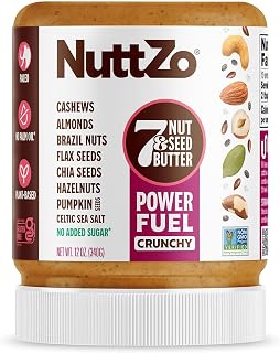 NuttZo Crunchy 7 Nuts & Seeds Butter - Paleo Keto Gluten Peanut-Free Power Fuel, No Sugar/Oil, 12oz