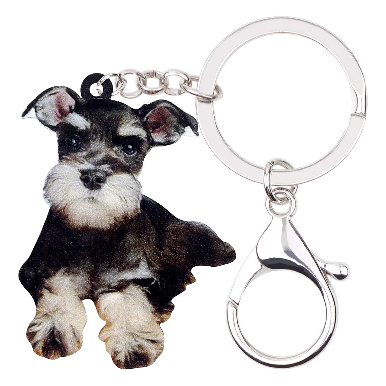 WEVENI Acrylic Schnauzer Dog Keychain Pet Keyring For Women Girls Bag Wallet Car Charms (Black)
