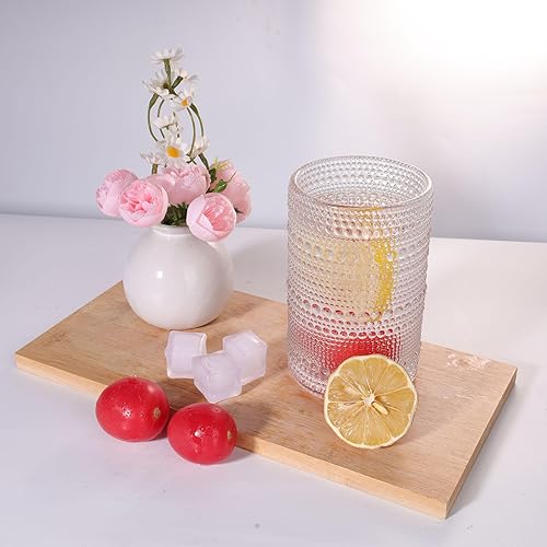 Miniatura 3 de Juego de 4 vasos para beber Hobnail de 15 onzas, vasos vintage de Júpiter, cristalería antigua en relieve para cerveza, agua, jugo, cóctel, whisky,