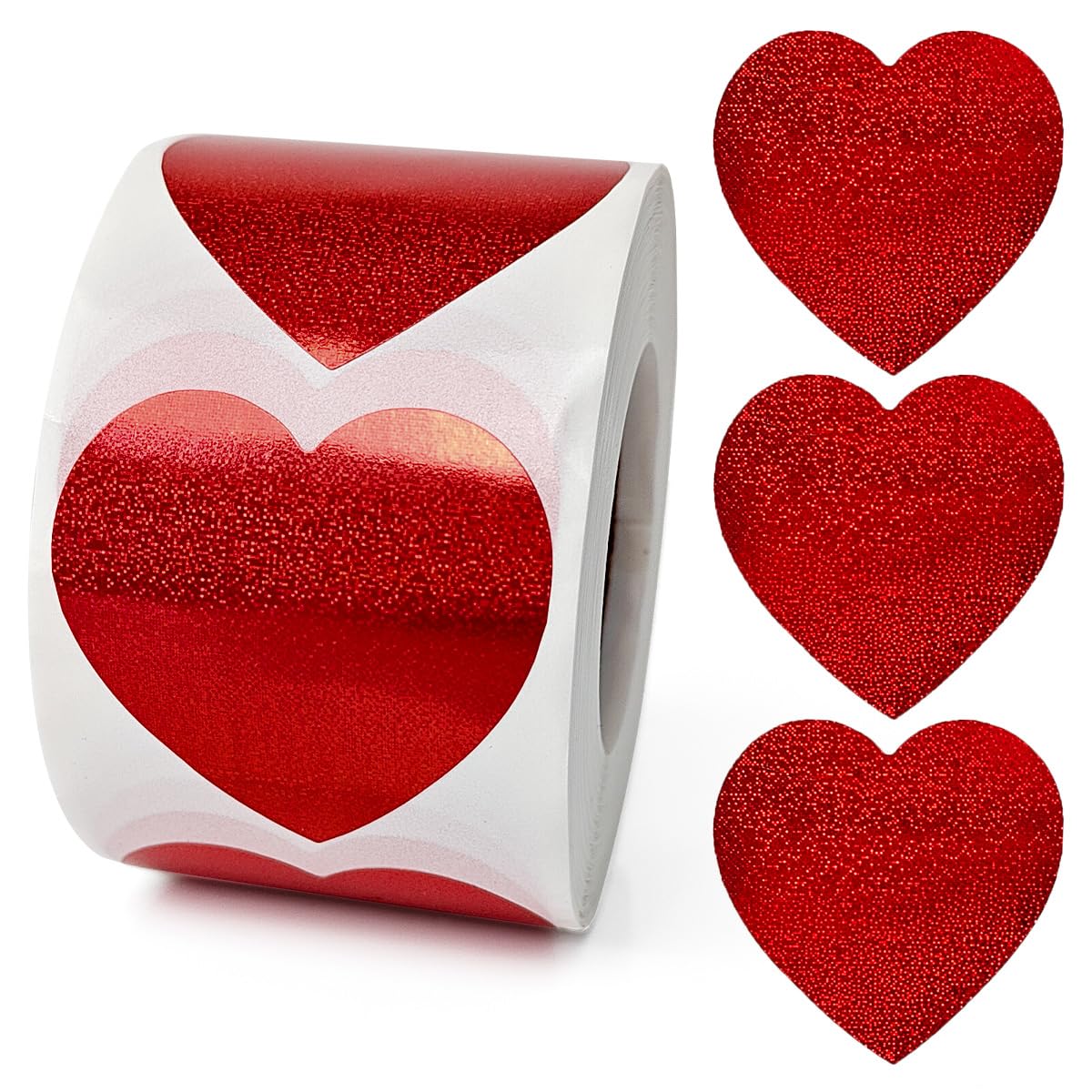 Heart Stickers Red Glitter Heart Stickers for Wedding Stickers Envelope Sealing, Greeting Cards, Labels, Mother's Day, Valentine's Day, Children's Awards (1.5" Large 500 PCS)
