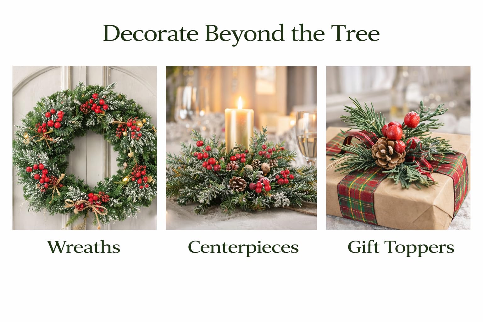 BANBERRY DESIGNS Juego de 9 púas de piñas y bayas nevadas, con forma de piñas y bayas rojas y piñas, para decoración navideña, tallos flexibles, bricolaje para manualidades navideñas y decoración