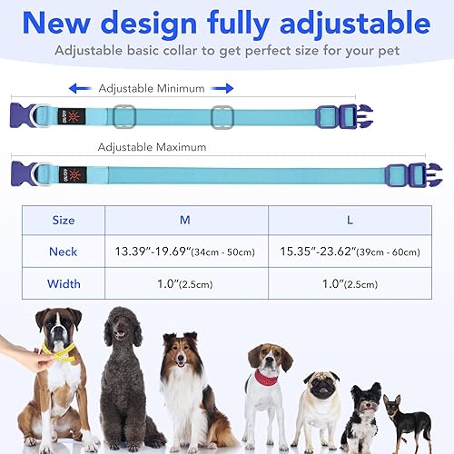 Miniatura 5 de Collar de perro con luces LED, recargable por USB, tamaño ajustable, correas de nailon TPU resistentes, seguridad brillante, collares básicos para