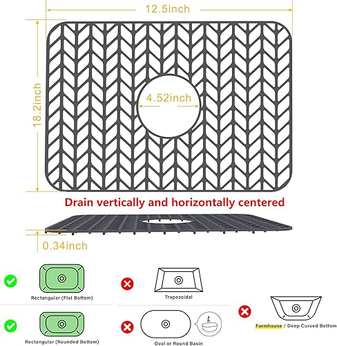 Miniatura 3 de Protectores de fregadero para fregadero de cocina de 12, 13, 16, 18, 19, 24, 26, 28, 29, 30 pulgadas, protectores de silicona para fregadero de