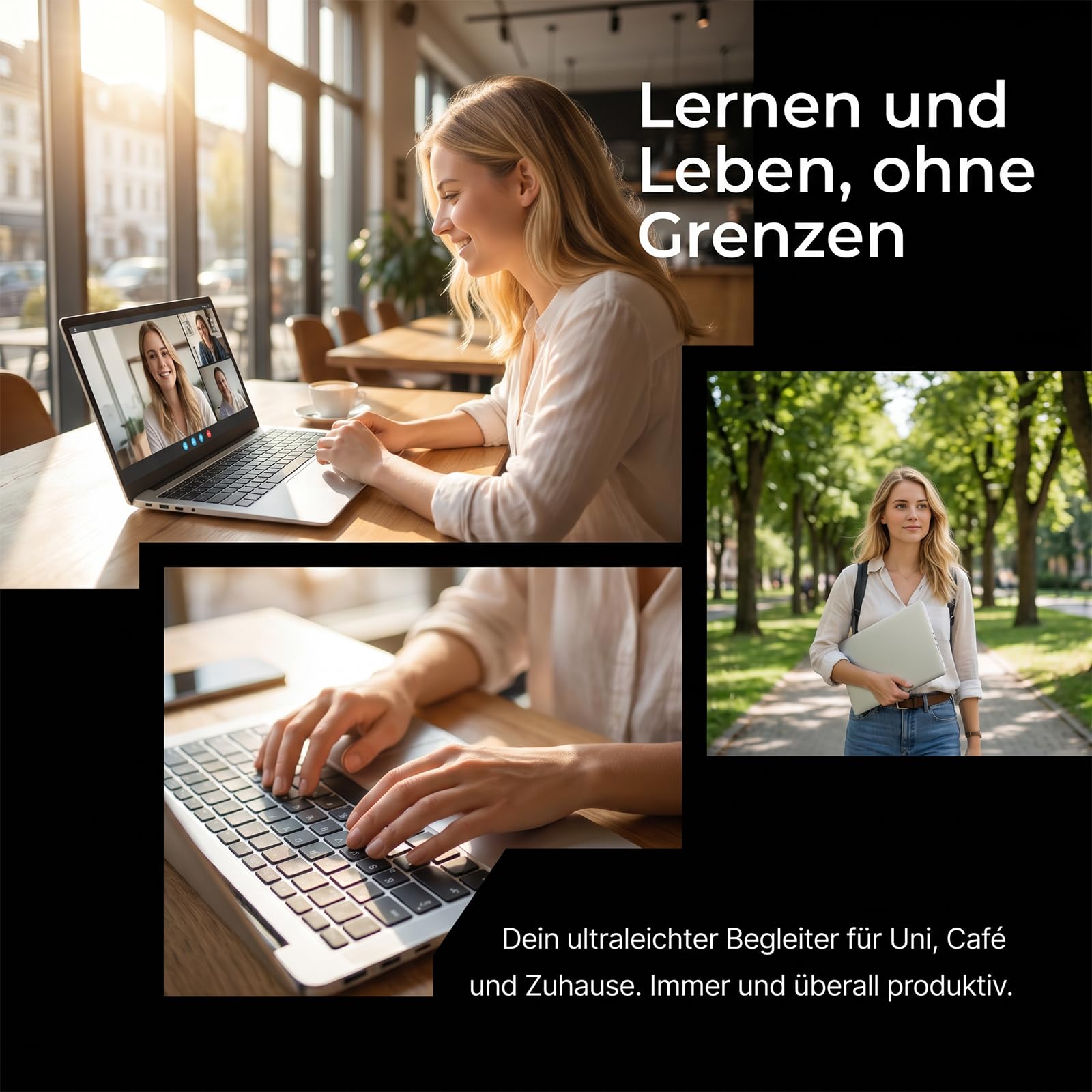 Laptop 15.6 Zoll Windows 11 Notebook mit Deutscher Tastatur 5205U Prozessor 4GB RAM 128GB ROM