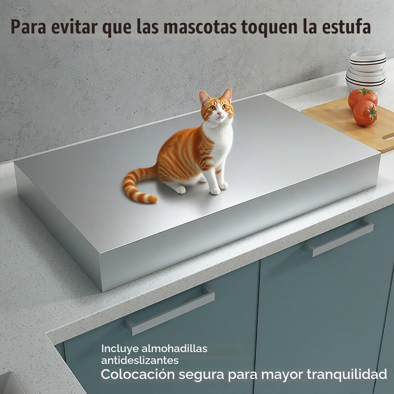 tapa encimera gas Placa de cubierta para cocina de gas totalmente cerrada, de acero inoxidable con tapete antideslizante, rejilla gris para cocina, fregadero de RV(1.0mm,H 7cm/2.8in)