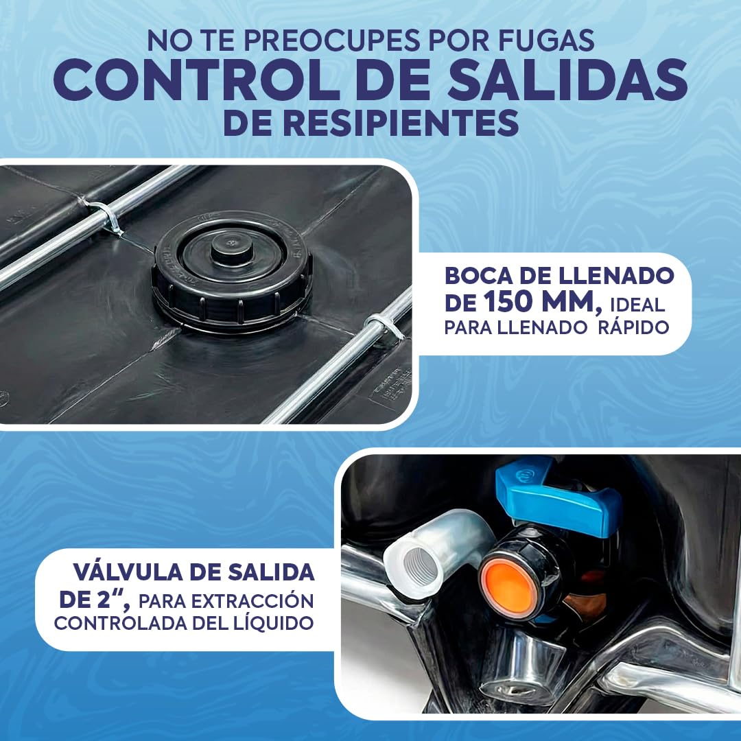 Contenedor depósito de 1000 litros IBC-GRG negro con palet de plástico