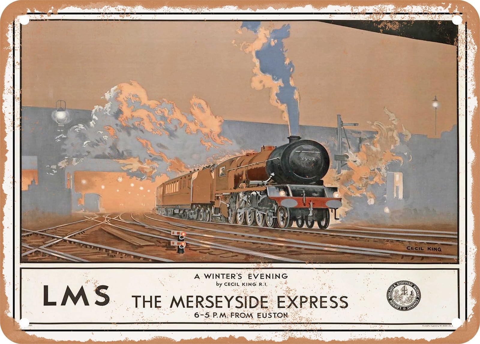 METAL SIGN - 1937 LMS the Merseyside Express Vintage Ad home decor