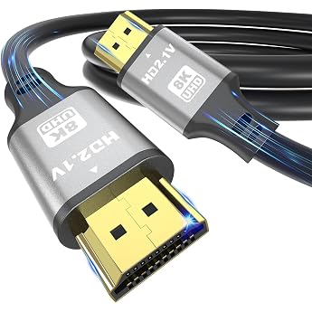 8K HDMI Cable 2 m High Speed HDMI Cable 48Gbps 8K @ 60Hz 4K @ 120Hz HDCP 2.2 & 2.3 DTSX HDR 10 Compatible with Roku TV/eARC/3D/PS5/HDTV/Laptop/Blu-ray
