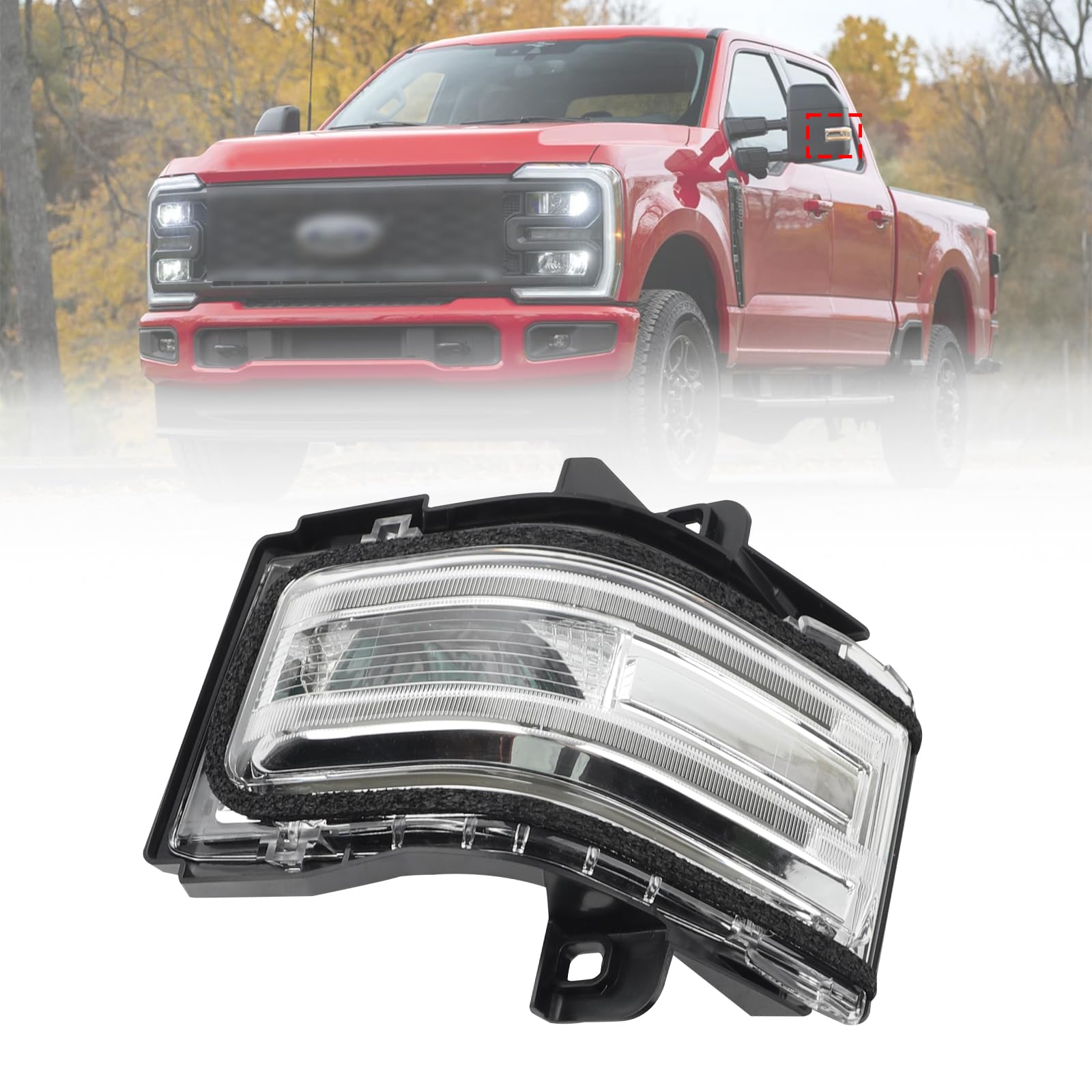 Left Driver Side Door Mirror Turn Signal Light Compatible With Ford F150 2015-2023, F250 F350 2017-2025, F450 2017-2024 Mirror Signal Lens Lamp without Spot Replaces# HC3Z13B374A