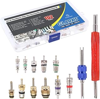 Glarks 102Pcs Car Air Conditioner Valve Core Schrader Valve Cores Accessories A/C R12 R134a Refrigeration Tire Valve Stem ...