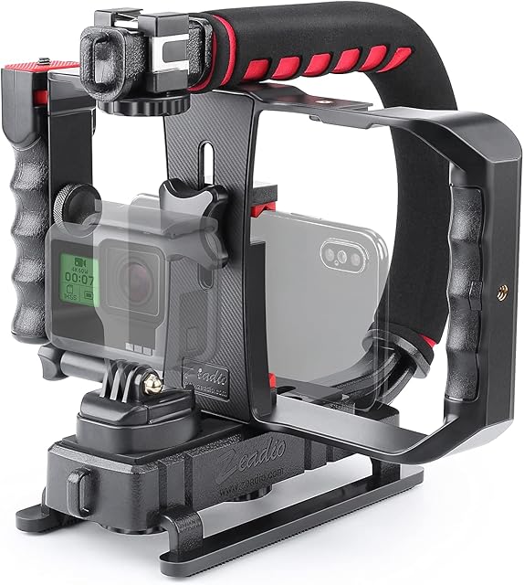 Zeadio Video Action Handheld Stabilizer with Smartphone Video Rig for all Camera Action camera Camcorder and Smartphones