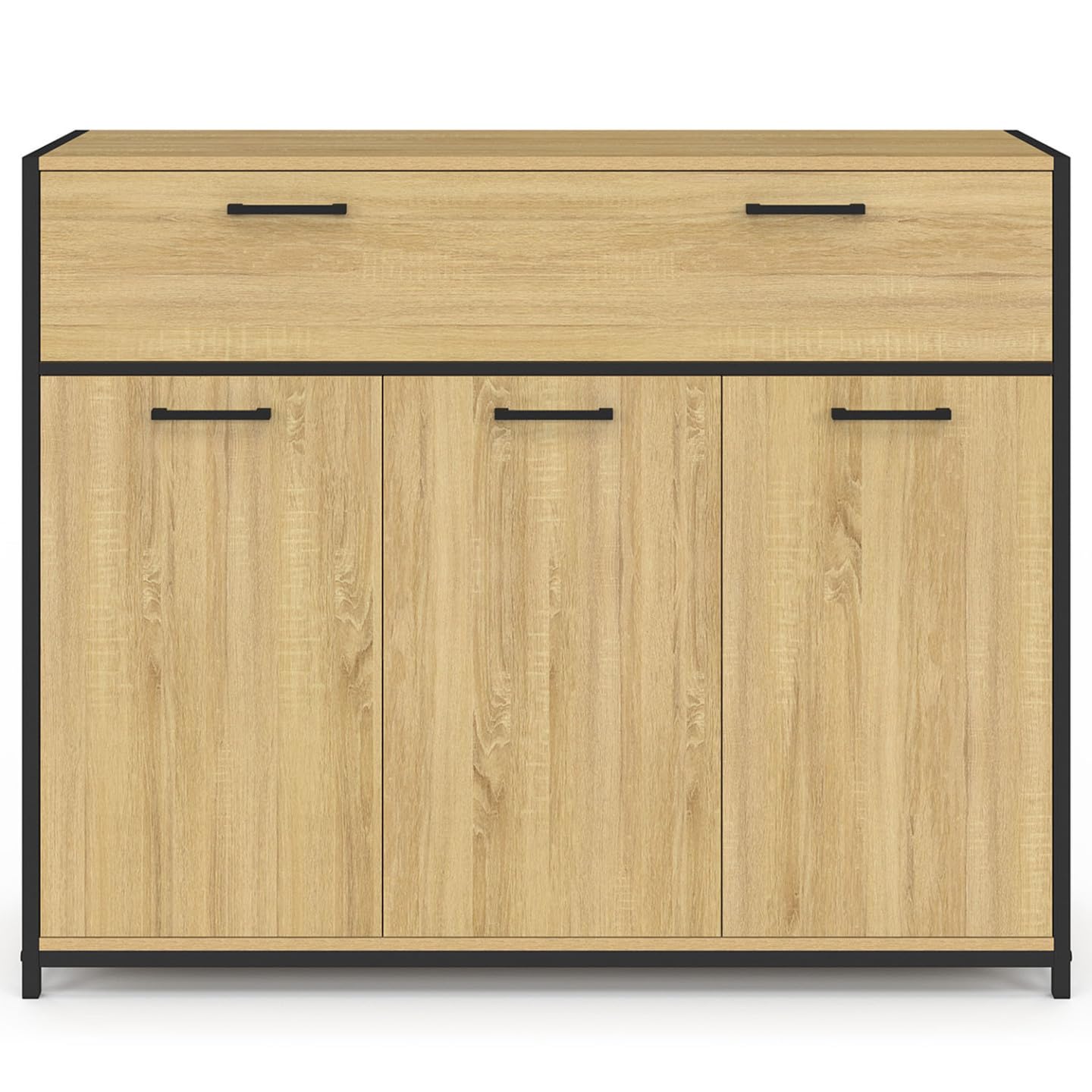 IDMarket - Buffet 100 cm Detroit 3 Portes et 1 tiroir Design Industriel