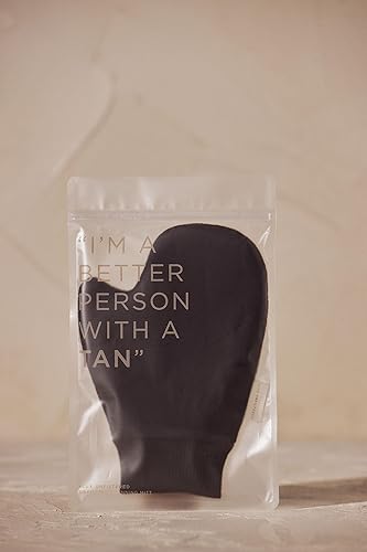 + Lux Unfiltered Manopla de bronceado, guante de microfibra autobronceadora con pulgar, uso para un bronceado sin rayas + impecable, guante de