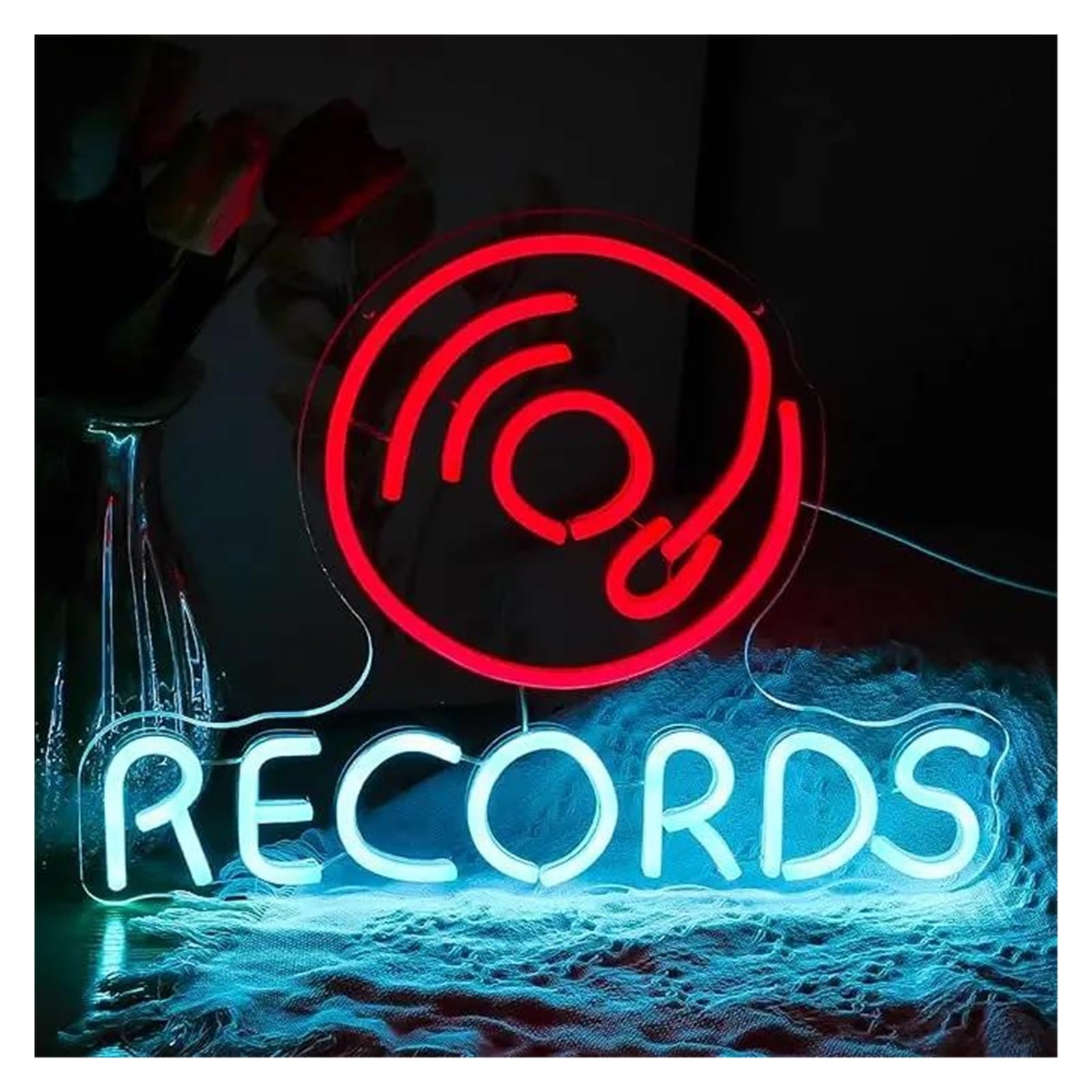 LEMST Sign Lamp Music Studio Neon Signs USB Powered, Records Neon Lights Suitable for Wall Decor Business Open Neon Lights 28.95cmx38cm