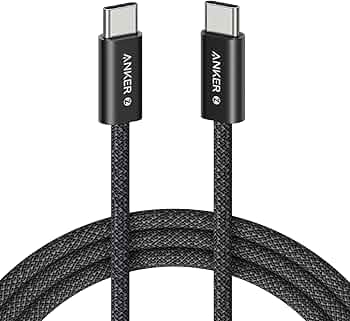 Anker Zolo USB C to USB C Cable, Braided and Dirt-Free Type C Fast Charging Cable, Slim Connector, for iPhone 16 Series, MacBook (240W) (Black, 6ft)